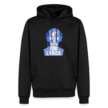 Mon cerveau est la chanson 80% Lyrics- Mon cerveau est la musique - Sweat à capuche Premium bio Homme - noir - Devant - Nico (187cm)