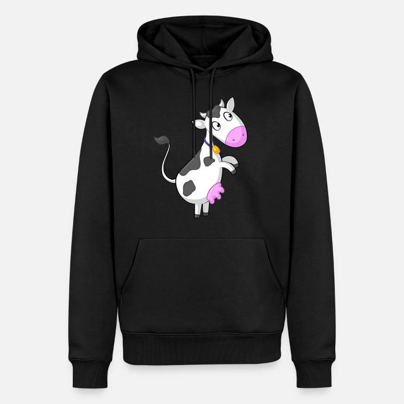 bande dessinée de vache curieuse - Sweat à capuche Premium bio Homme - noir