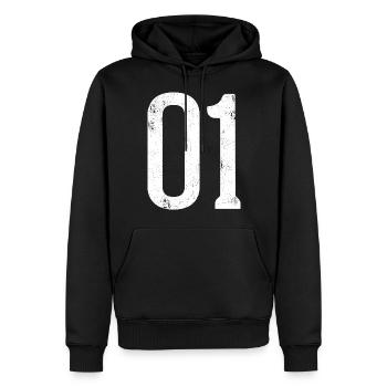 01 TRIKOT Trikotnummer College Geschenke Shirts - Männer Premium Bio Hoodie - Schwarz - Vorne - Nico (187cm)
