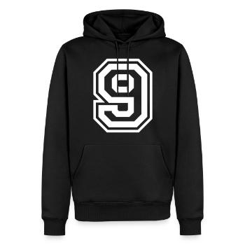 9 Numéro de numéro - Sweat à capuche Premium bio Homme - noir - Devant - Nico (187cm)