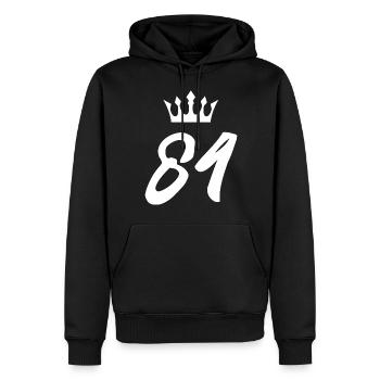 84 Couronne numérique - Sweat à capuche Premium bio Homme - noir - Devant - Nico (187cm)