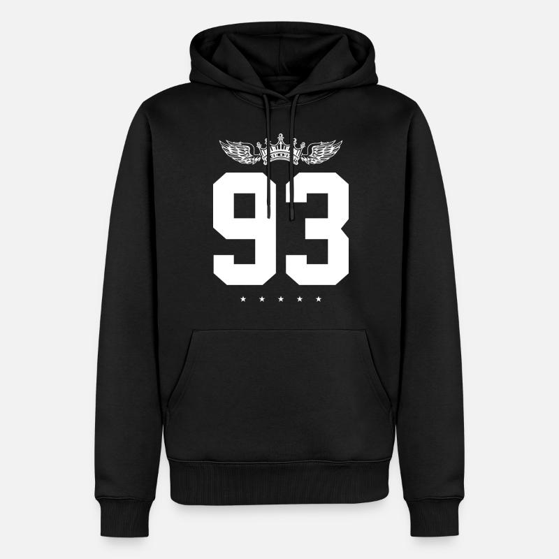 93 Couronne numérique - Sweat à capuche Premium bio Homme - noir