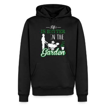 Jardiniers amateurs, jardiniers de fruits et légumes - Sweat à capuche Premium bio Homme - noir - Devant - Nico (187cm)