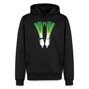 Kawaii Lauchstange, Süßes Gemüse Design - Männer Premium Bio Hoodie - Schwarz - Vorne - Nico (187cm)