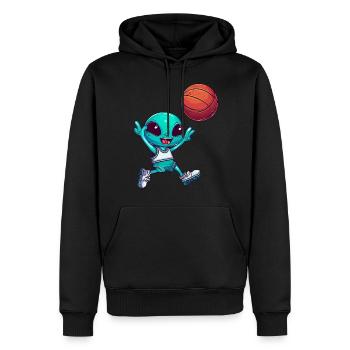 Alien Basketballer: Außerirdisch guter Basketballv - Männer Premium Bio Hoodie - Schwarz - Vorne - Nico (187cm)
