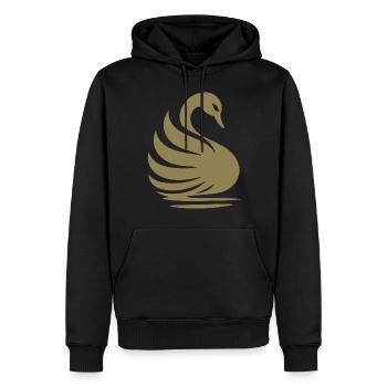 Elegante Schwan-Silhouette: Anmut auf dem Wasser - Männer Premium Bio Hoodie - Schwarz - Vorne - Nico (187cm)