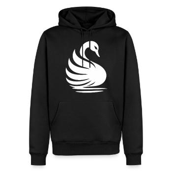 Elegante Schwan-Silhouette: Anmut auf dem Wasser - Männer Premium Bio Hoodie - Schwarz - Vorne - Nico (187cm)