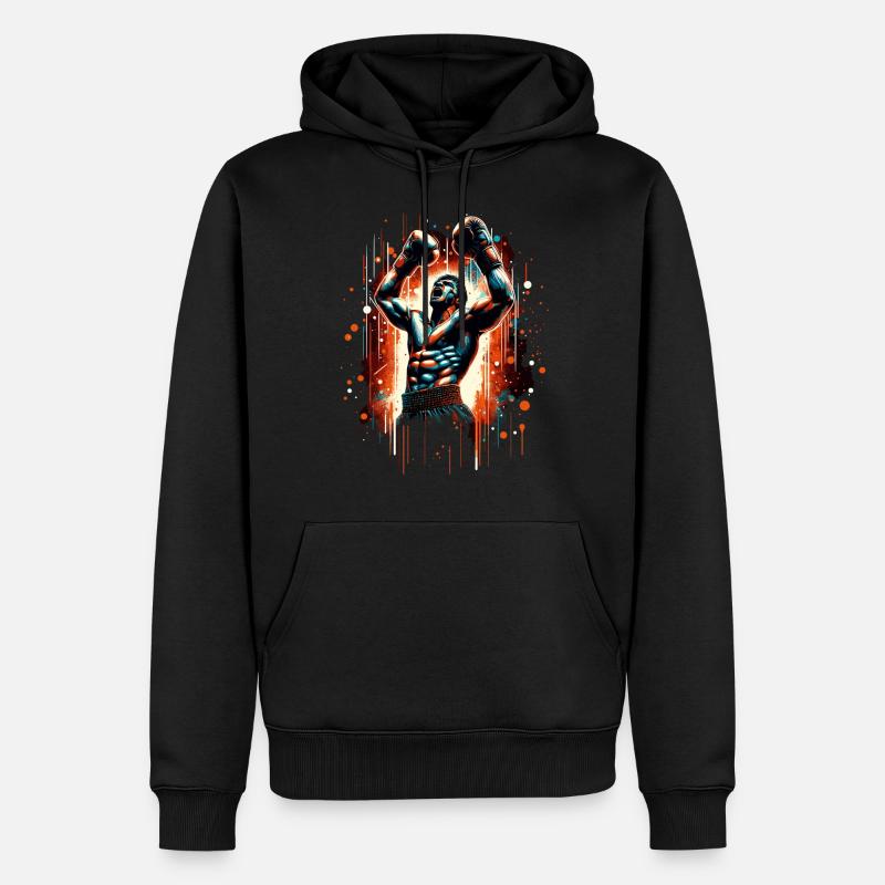 Boxer Siegespose Siegerpose Boxen Geschenk - Männer Premium Bio Hoodie - Schwarz