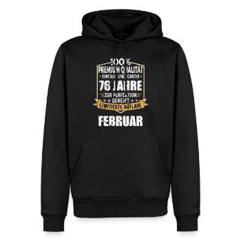 76e anniversaire février Vintage 1948 idée cadeau - Sweat à capuche Premium bio Homme - noir - Devant - Nico (187cm)