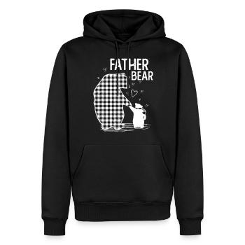 Père Ours - Sweat à capuche Premium bio Homme - noir - Devant - Nico (187cm)