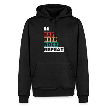 Rock Festival - Eat Beer Rock Repeat - Retro Style - Men’s Premium Organic Hoodie - black - Front - Nico (187cm)