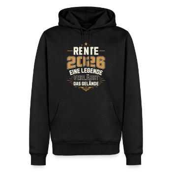 Rente 2026 Rentner Rentnerin Legende Ruhestand - Männer Premium Bio Hoodie - Schwarz - Vorne - Nico (187cm)