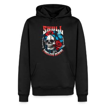 Totenkopf Totenschädel Schmetterling Rose Blume - Männer Premium Bio Hoodie - Schwarz - Vorne - Nico (187cm)