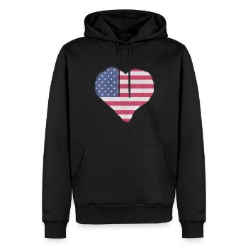 USA Flagge Amerika Fahne Stars & Stripes Patriot - Männer Premium Bio Hoodie - Schwarz - Vorne - Nico (187cm)