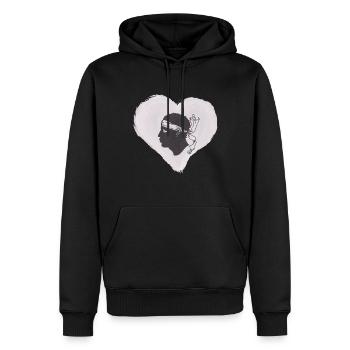 Drapeau Corse Drapeau Corse Corse - Sweat à capuche Premium bio Homme - noir - Devant - Nico (187cm)