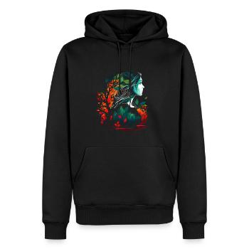 Frau als feenhafter Waldgeist Aquarell Airbrush - Männer Premium Bio Hoodie - Schwarz - Vorne - Nico (187cm)