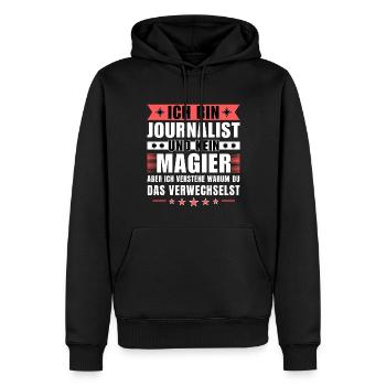 Ich bin Journalist und kein Magier - Männer Premium Bio Hoodie - Schwarz - Vorne - Nico (187cm)