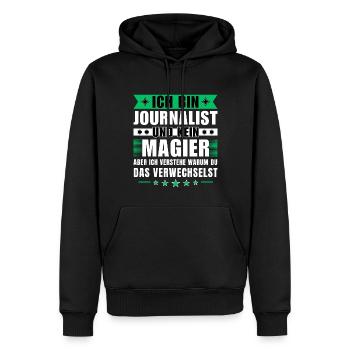 Ich bin Journalist und kein Magier - Männer Premium Bio Hoodie - Schwarz - Vorne - Nico (187cm)