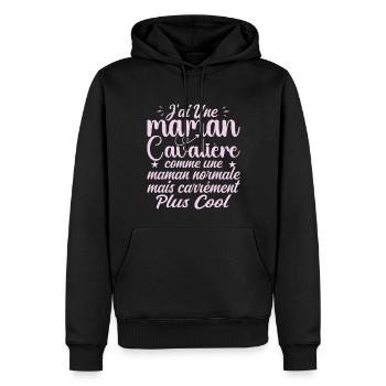J'ai Une Maman Cavalière - Cadeau Maman Cavalière - Sweat à capuche Premium bio Homme - noir - Devant - Nico (187cm)