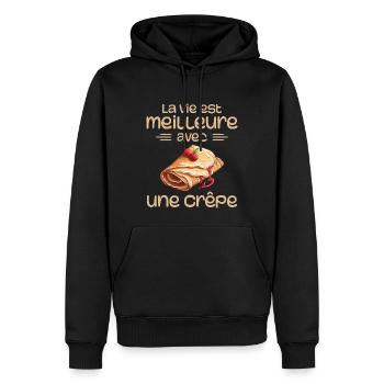 Crêpes Bretagne humour crepe - Men’s Premium Organic Hoodie - black - Front - Nico (187cm)