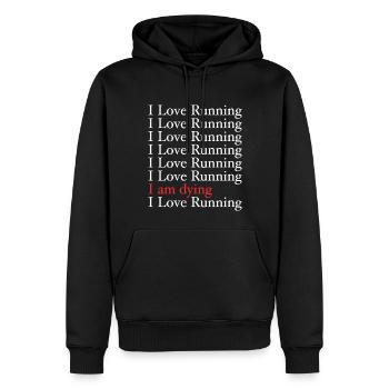 I Love Running - Sweat à capuche Premium bio Homme - noir - Devant - Nico (187cm)