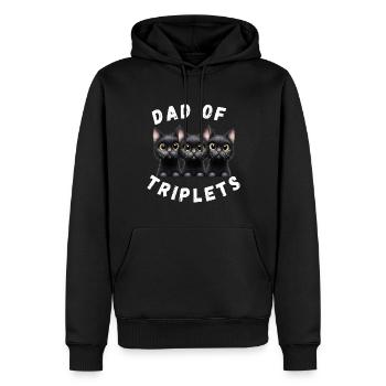 Dad Of Triplets Funny Cats Design - Men’s Premium Organic Hoodie - black - Front - Nico (187cm)