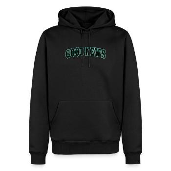 GOOD NEWS | Gute Nachrichten - Männer Premium Bio Hoodie - Schwarz - Vorne - Nico (187cm)