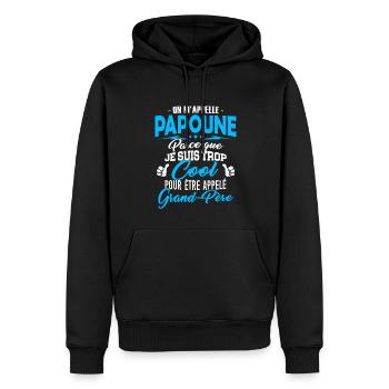 Papoune trop Cool Cadeau Fête des Grands-Pères - Sweat à capuche Premium bio Homme - noir - Devant - Nico (187cm)