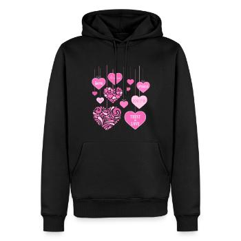 Hearts Bouquet - LOVE PEACE FREEDOM 2 - Men’s Premium Organic Hoodie - black - Front - Nico (187cm)
