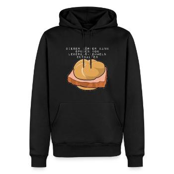 kann Spuren von Leberkäse enthalten - Männer Premium Bio Hoodie - Schwarz - Vorne - Nico (187cm)