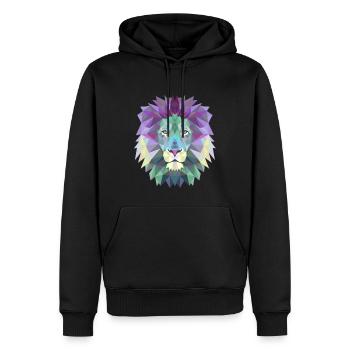 Löwe Geschenk Dreieck Polygon Löwin Raubkatze Lion - Männer Premium Bio Hoodie - Schwarz - Vorne - Nico (187cm)