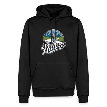 Wanderwege in der Natur - Männer Premium Bio Hoodie - Schwarz - Vorne - Nico (187cm)