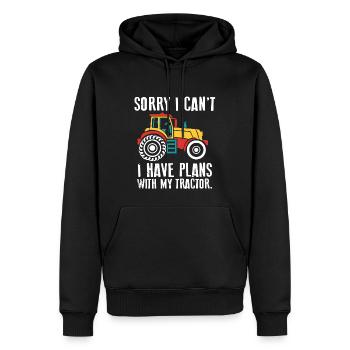 Plans with my Traktor. Mein Traktor. Traktoren - Männer Premium Bio Hoodie - Schwarz - Vorne - Nico (187cm)