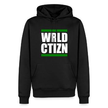 Wrld ctizn - world citizen - Sweat à capuche Premium bio Homme - noir - Devant - Nico (187cm)
