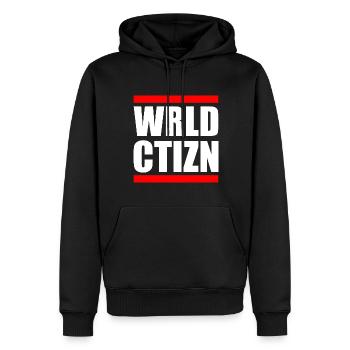Wrld ctizn - world citizen - Sweat à capuche Premium bio Homme - noir - Devant - Nico (187cm)