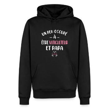 Un peu occupé à être viticulteur et papa t-shirt - Sweat à capuche Premium bio Homme - noir - Devant - Nico (187cm)