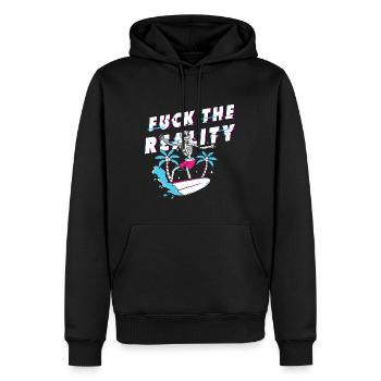 Fuck the Reality - be different - Männer Premium Bio Hoodie - Schwarz - Vorne - Nico (187cm)