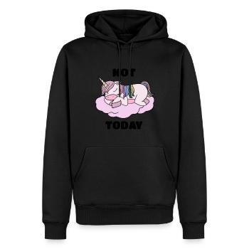 Funny Quote, Not Today, Unicorn - Men’s Premium Organic Hoodie - black - Front - Nico (187cm)