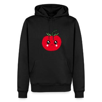 Drôle de design de nourriture à la tomate avec un visage triste - Sweat à capuche Premium bio Homme - noir - Devant - Nico (187cm)