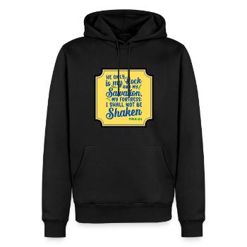 Il n’est que mon rocher et mon salut Verset biblique - Sweat à capuche Premium bio Homme - noir - Devant - Nico (187cm)
