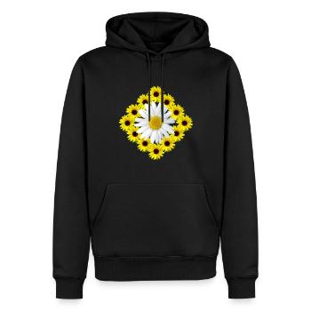 Tournesol Marguerites Floral Motif Fleur Floral - Sweat à capuche Premium bio Homme - noir - Devant - Nico (187cm)