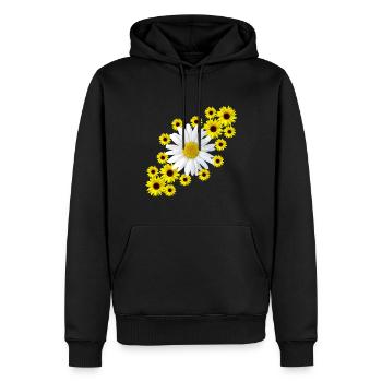 Margerite mit Sonnenblumen Blumenmuster Blüte - Männer Premium Bio Hoodie - Schwarz - Vorne - Nico (187cm)
