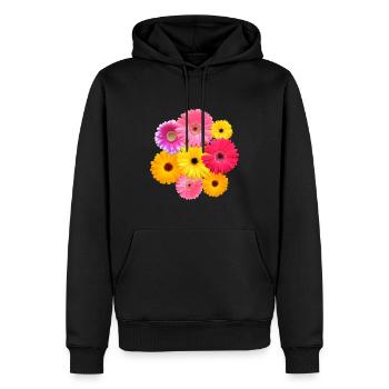 Gerbera Blume bunt blühende Gerberas Blüten floral - Männer Premium Bio Hoodie - Schwarz - Vorne - Nico (187cm)