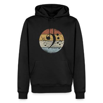 Bass Wrench Notes de musique Bass Retro Bassiste - Sweat à capuche Premium bio Homme - noir - Devant - Nico (187cm)