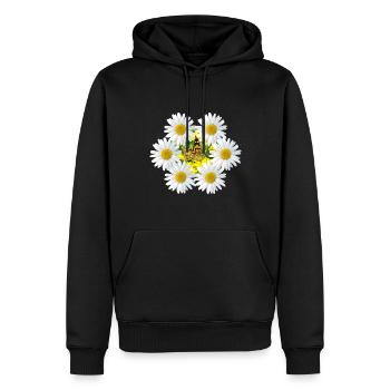 Flower vine with butterfly, daisy flower - Men’s Premium Organic Hoodie - black - Front - Nico (187cm)