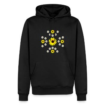 yellow sunflowers and daisies flowering floral - Men’s Premium Organic Hoodie - black - Front - Nico (187cm)