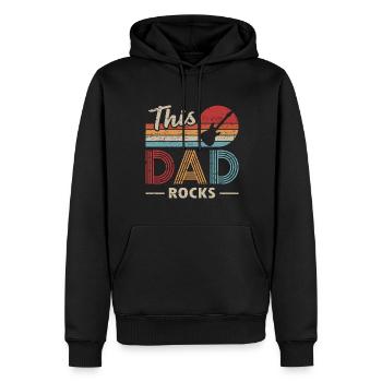 Ce papa rocks bassiste - Sweat à capuche Premium bio Homme - noir - Devant - Nico (187cm)