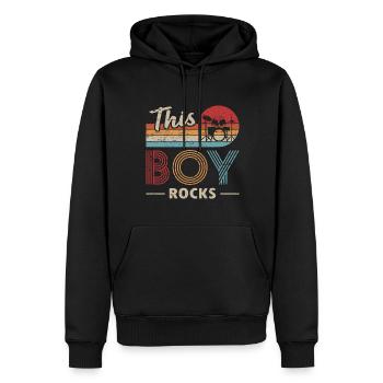 Ce garçon rocks batteur - Sweat à capuche Premium bio Homme - noir - Devant - Nico (187cm)