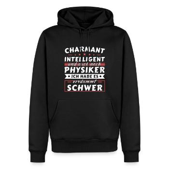 Charmant und intelligent - Physiker Edition - Männer Premium Bio Hoodie - Schwarz - Vorne - Nico (187cm)