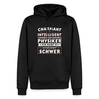Charmant und intelligent - Physiker Edition - Männer Premium Bio Hoodie - Schwarz - Vorne - Nico (187cm)